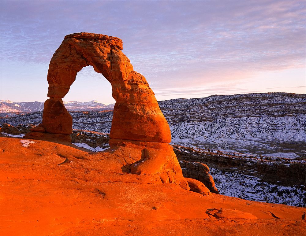 Delicate Arch under the sunset, Moab, United States. Original public domain image from Flickr