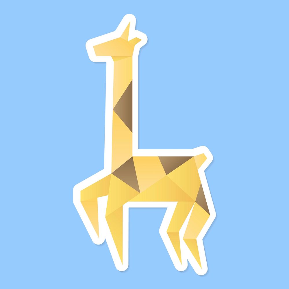 Handmade giraffe origami animal sticker vector
