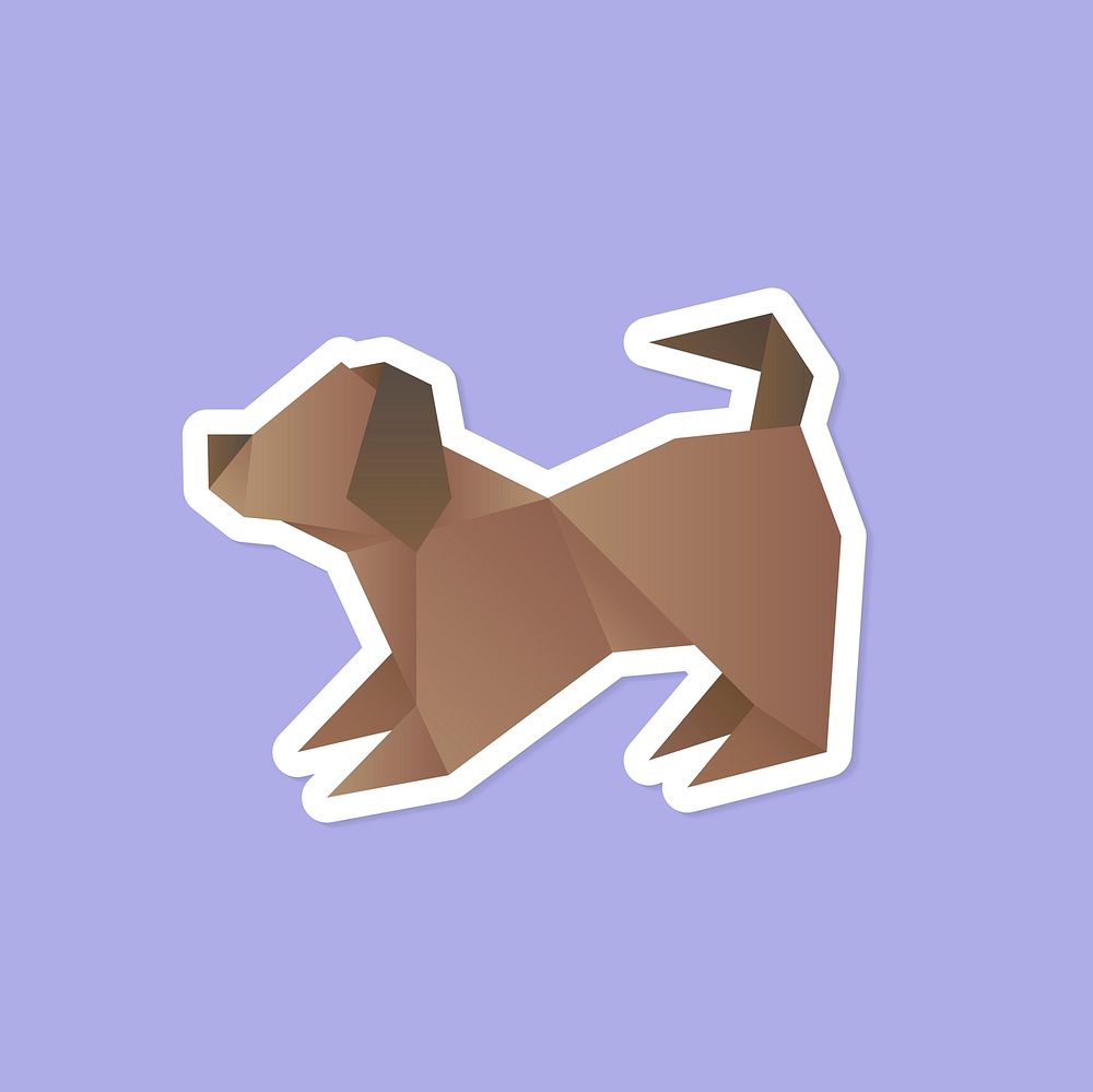 Dog paper craft animal cut out vector
