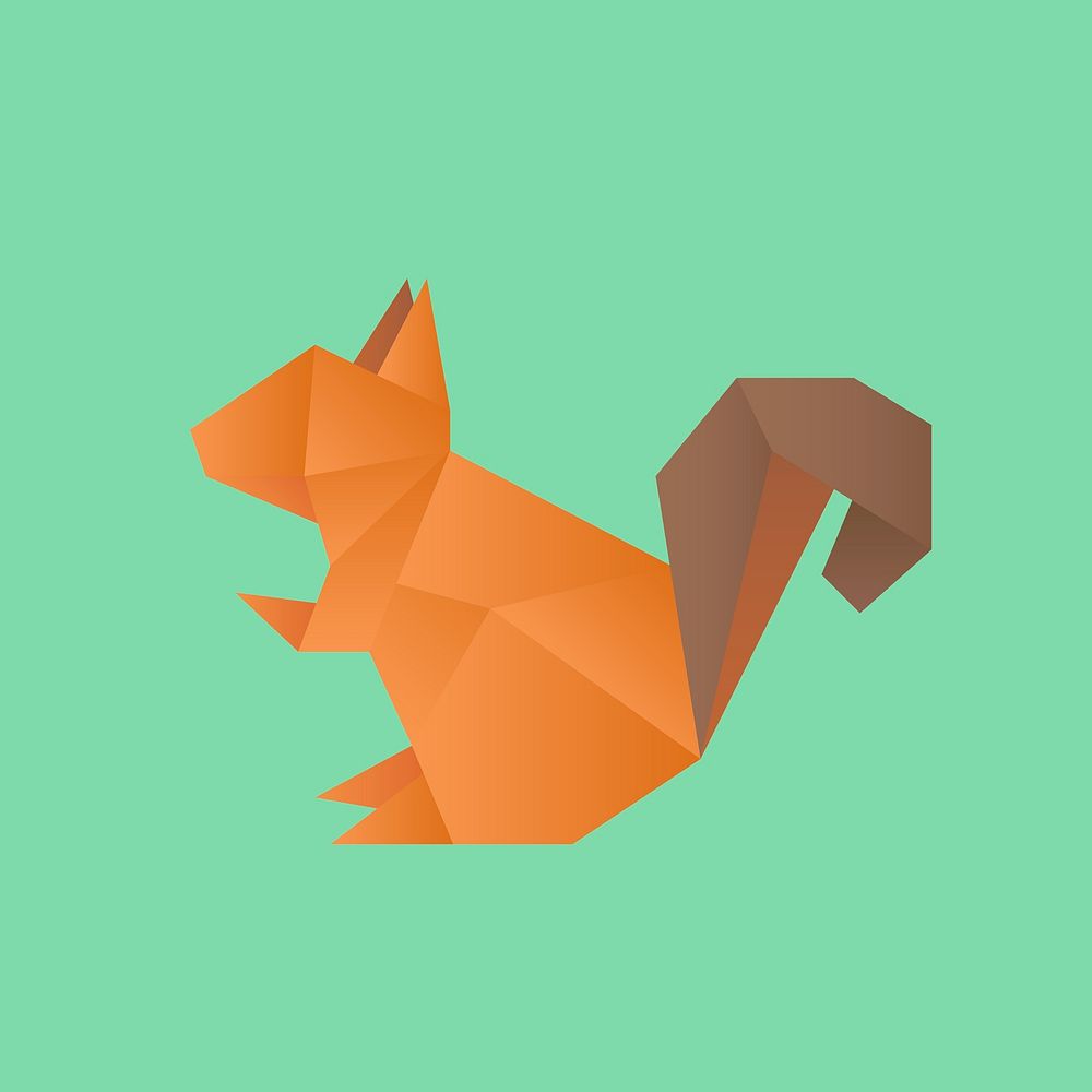 Colorful squirrel origami craft psd cut out