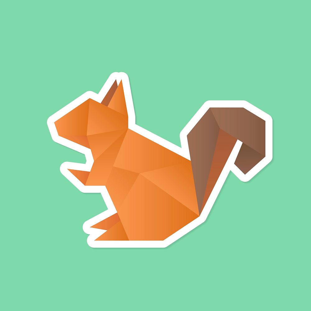 Squirrel paper craft animal sticker vector