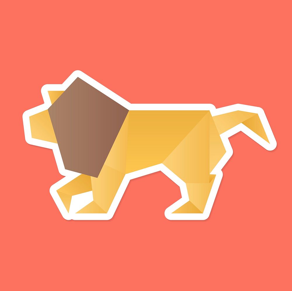 Colorful lion origami paper craft vector