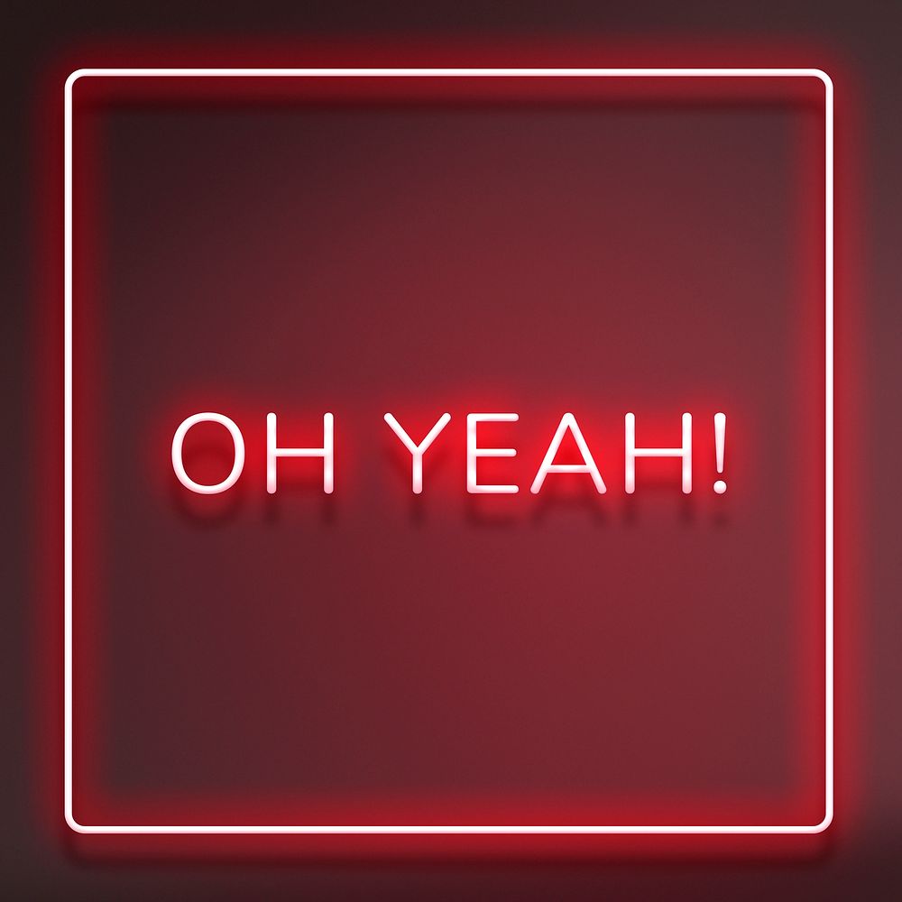 OH YEAH neon word typography on a red background