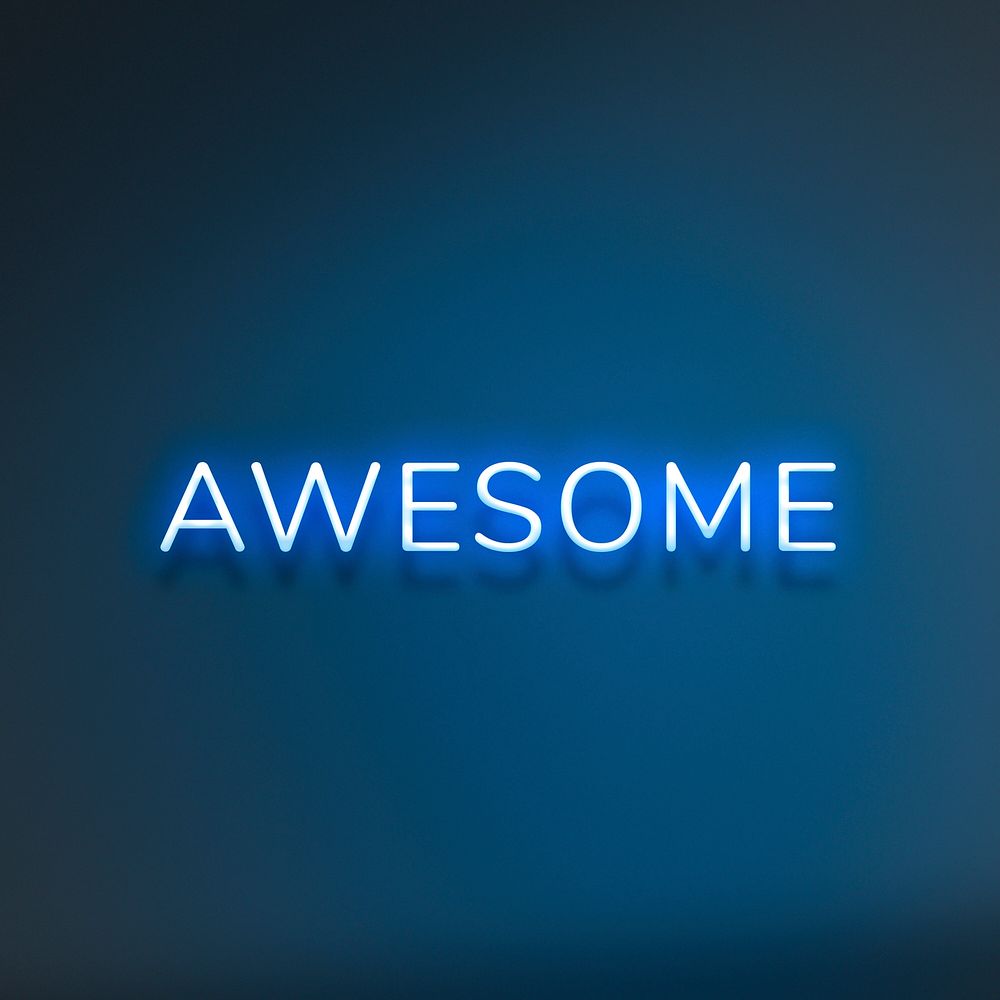 AWESOME neon word typography on a blue background
