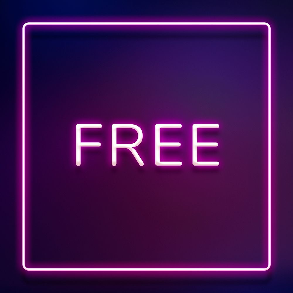 FREE neon word typography on a purple background