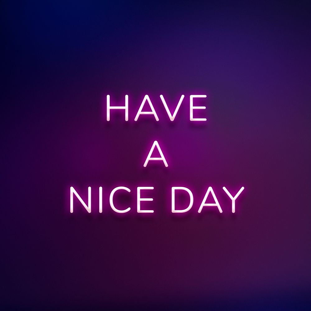 HAVE A NICE DAY neon phrase typography on a purple background