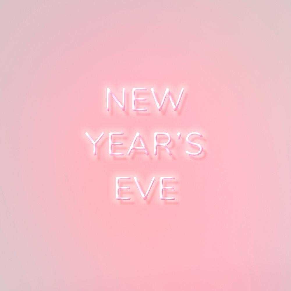 NEW YEAR'S EVE neon word typography on a pink background