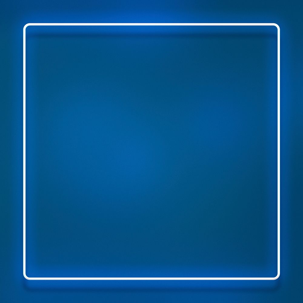Glowing neon frame on a blue background