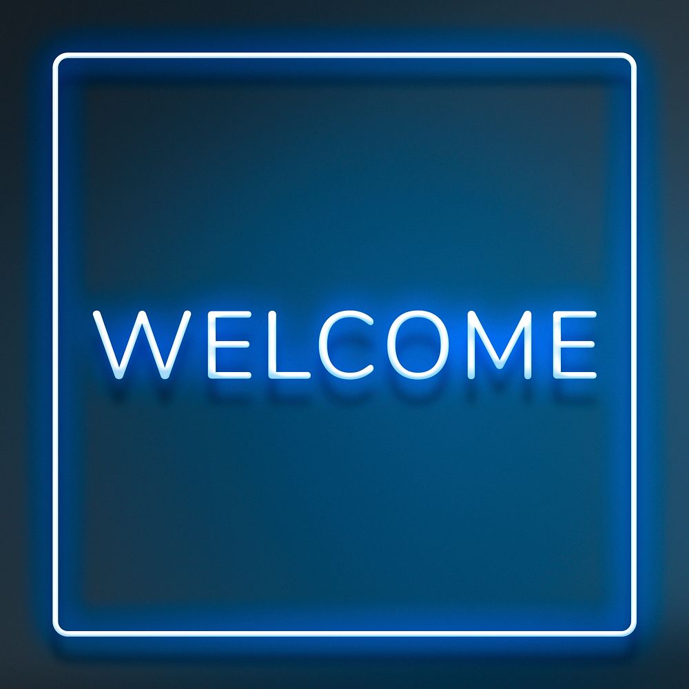 Retro welcome neon frame lettering