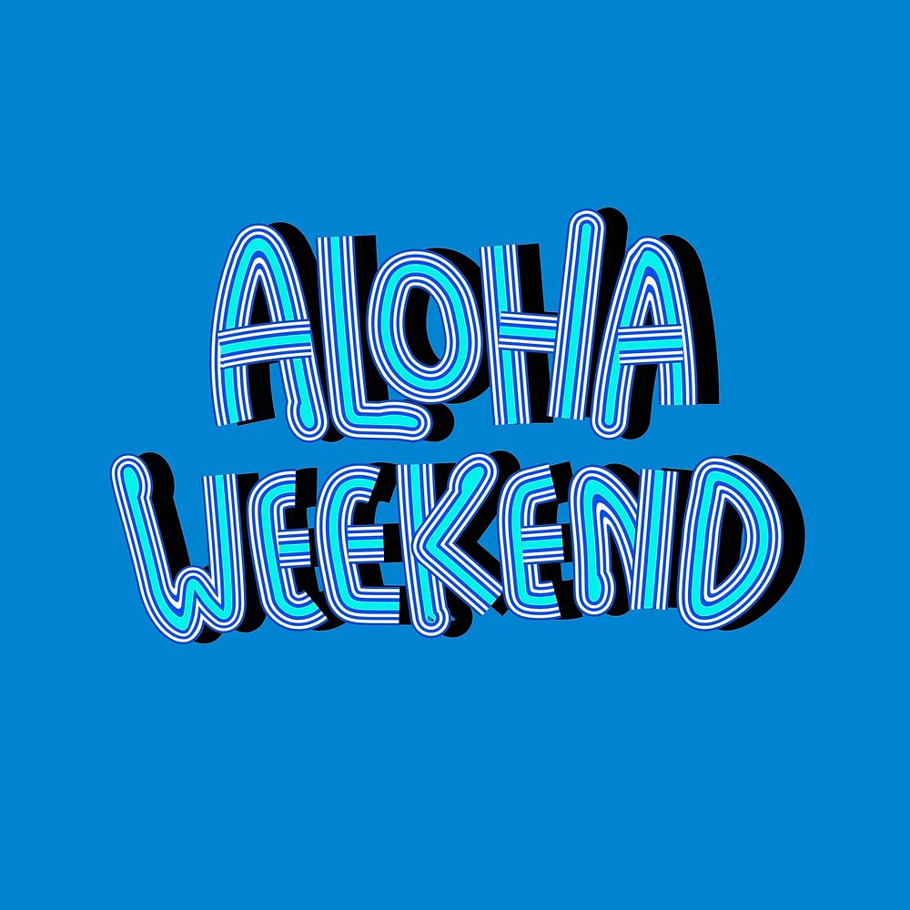 Retro blue vector Aloha Weekend typography