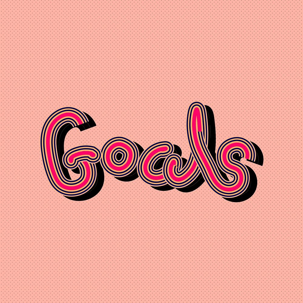 Hot pink psd Goals sticker vintage font