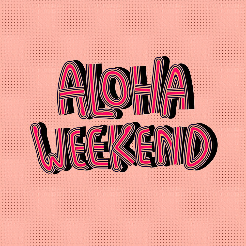 Hot pink Aloha Weekend vector peachy sticker