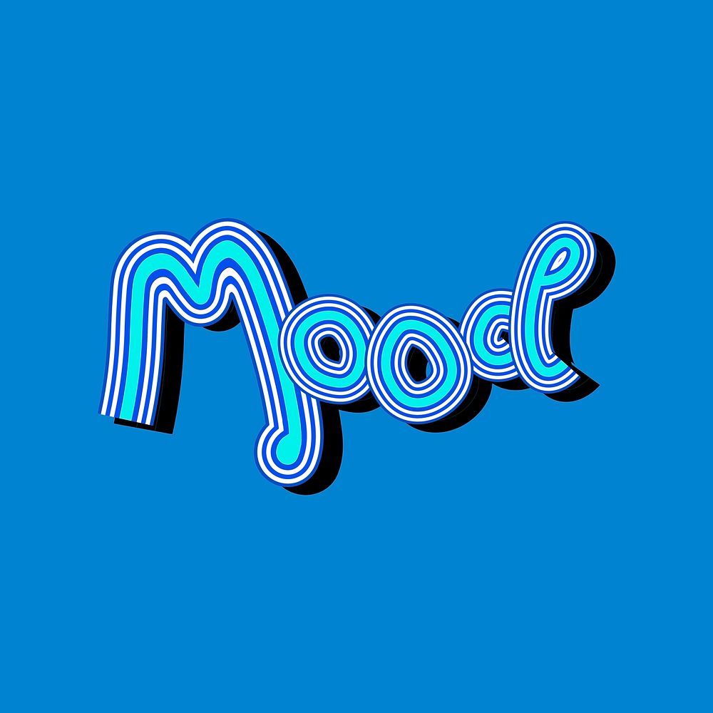 Vintage blue shades Mood word typography