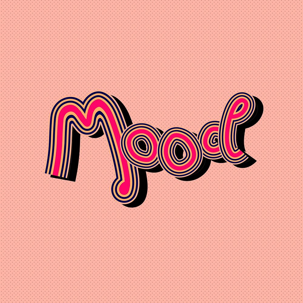 Handwritten pink Mood typography with peachy background