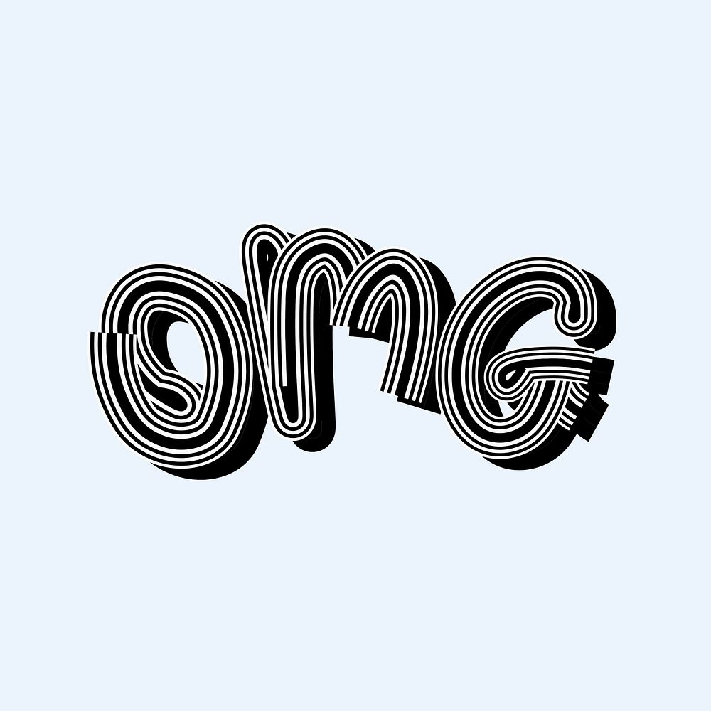 OMG grayscale vector with light blue background funky