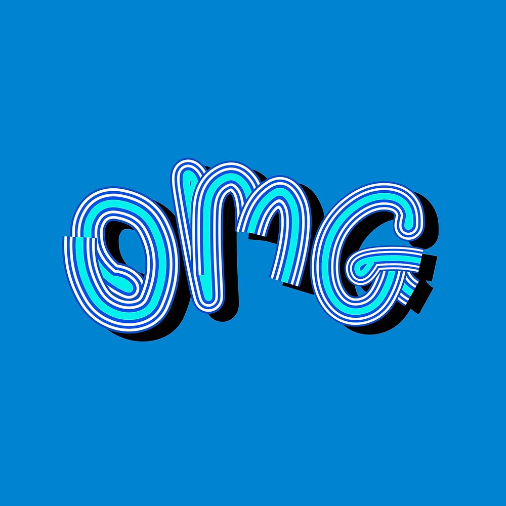 OMG blue shades vector word typography