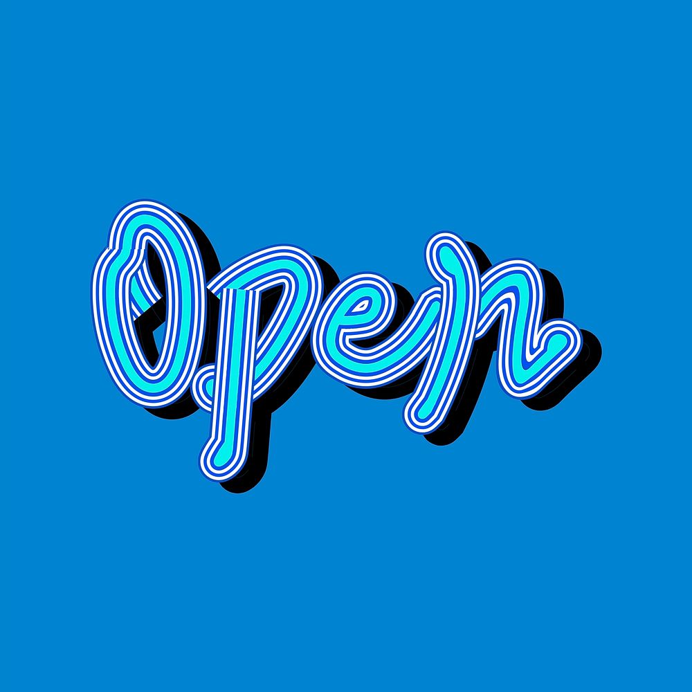 Retro deep blue Open sign illustration