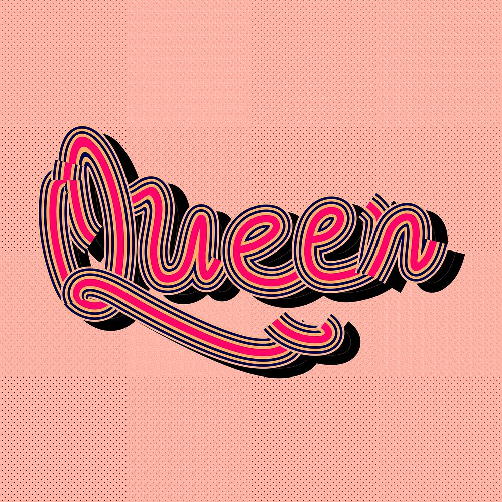 Hot pink Queen psd typography with peachy background