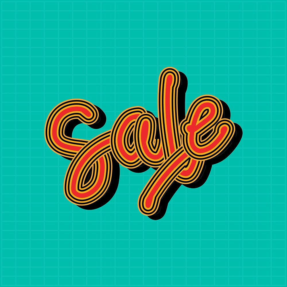Red retro Sale psd typography with grid background