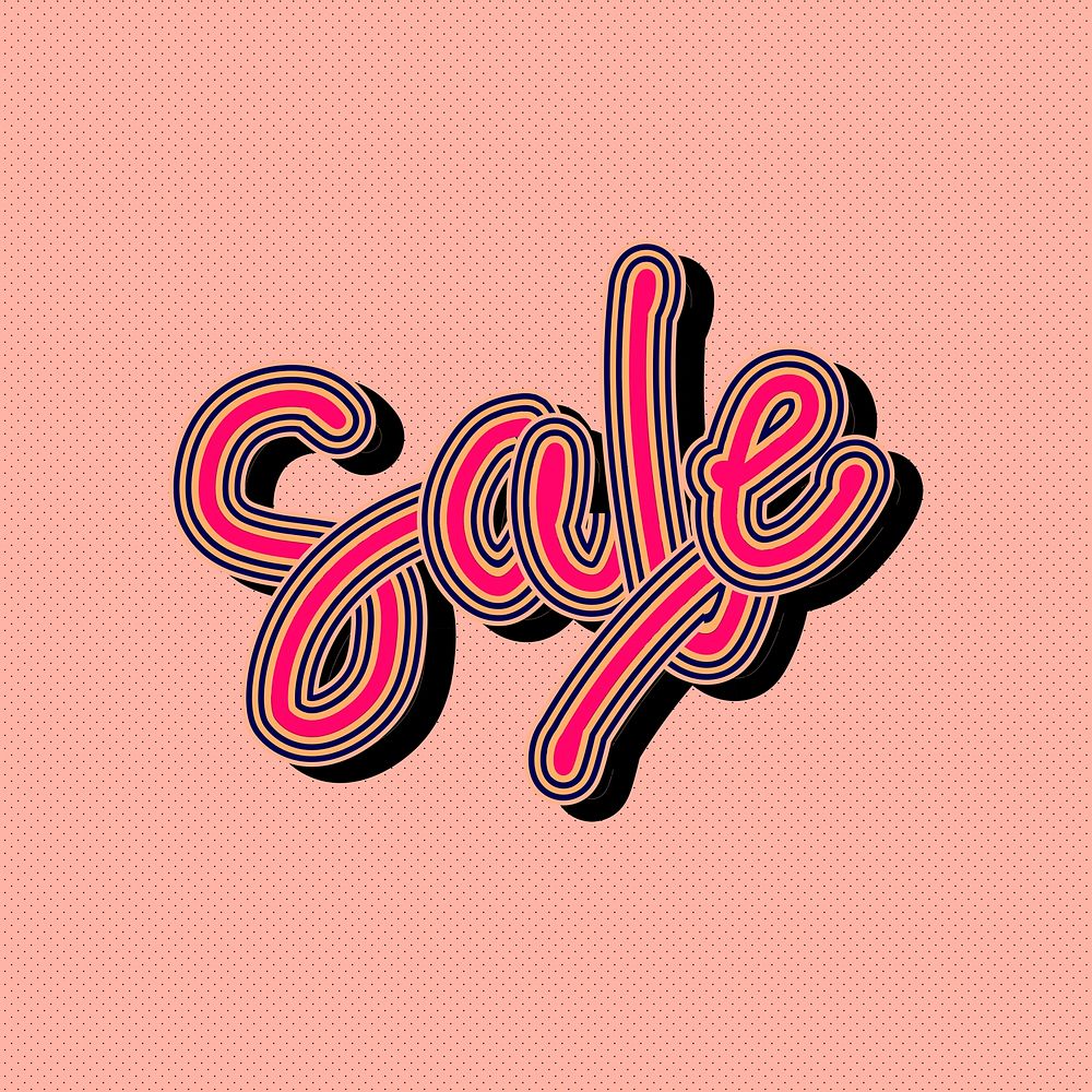 Hot pink psd Sale funky word illustration