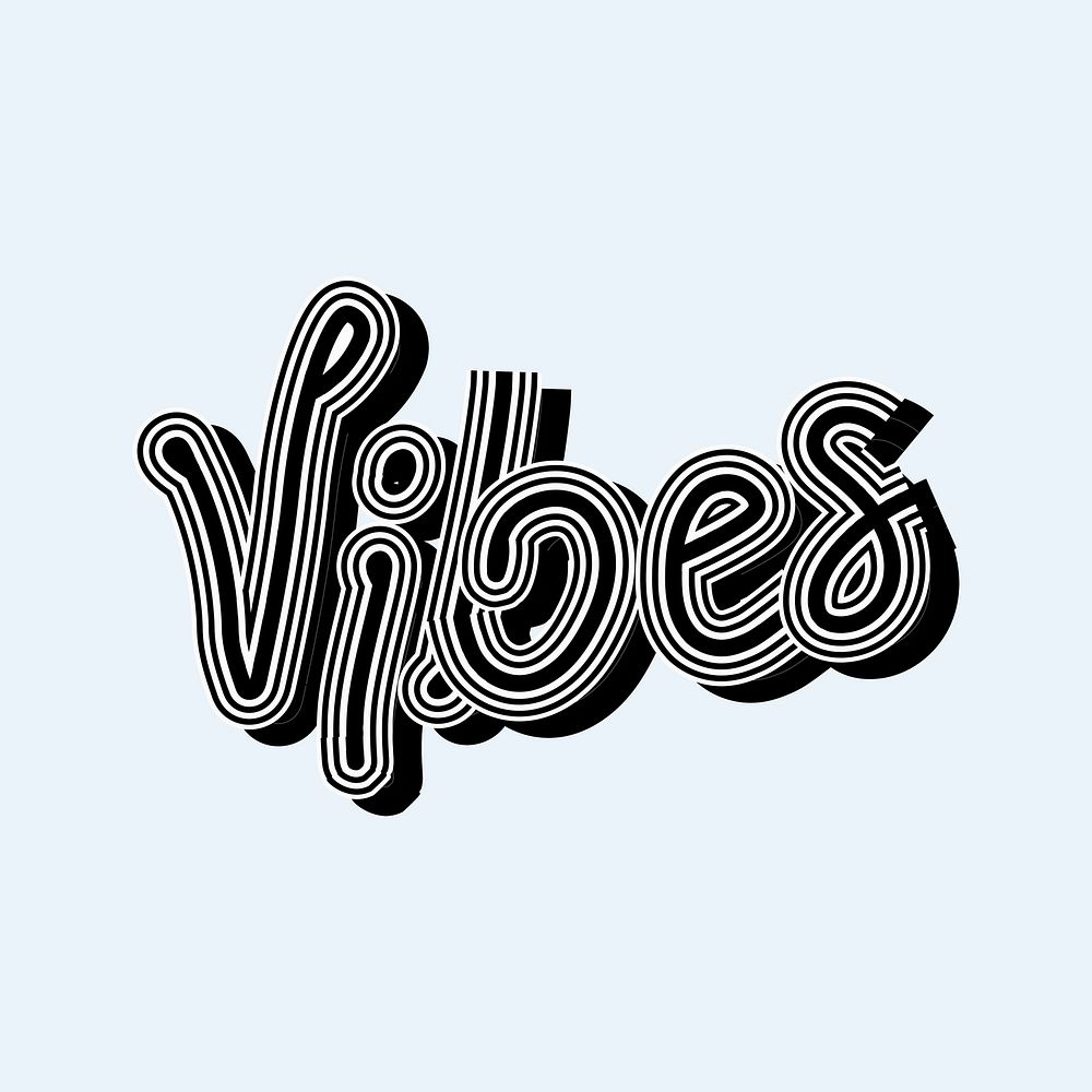 Vibes black and blue psd word sticker