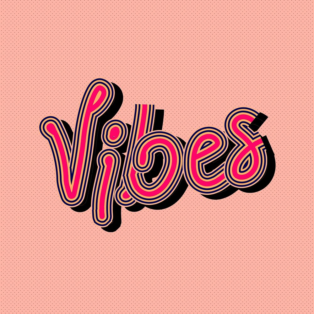 Colorful vector Vibes peachy background sticker