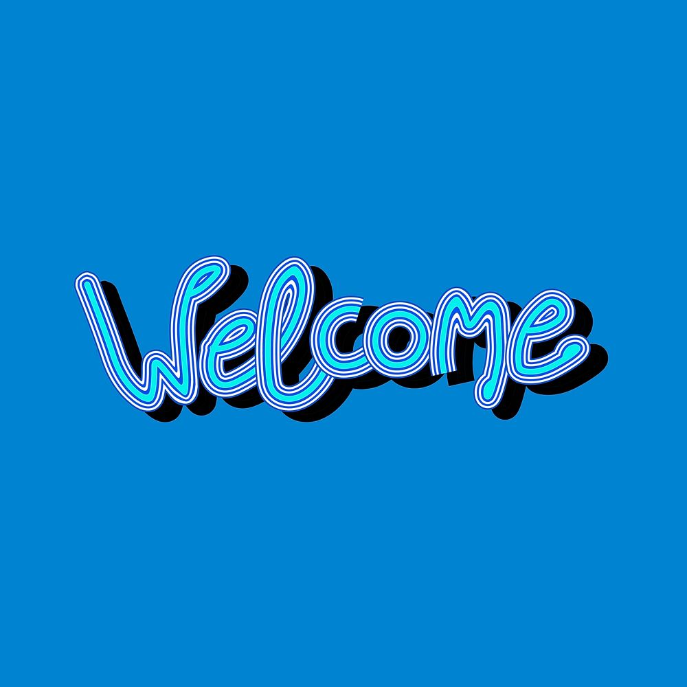 Retro blue Welcome vector word calligraphy