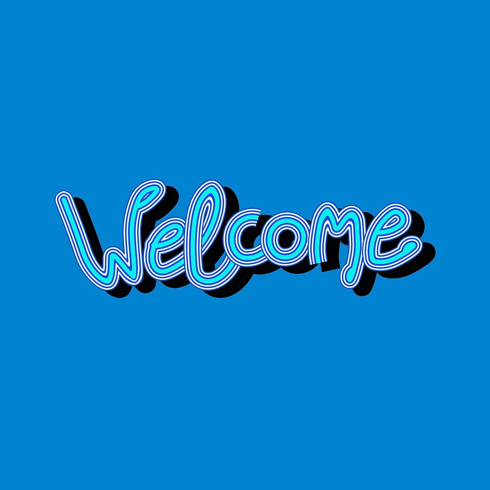Retro Welcome sign blue shades typography