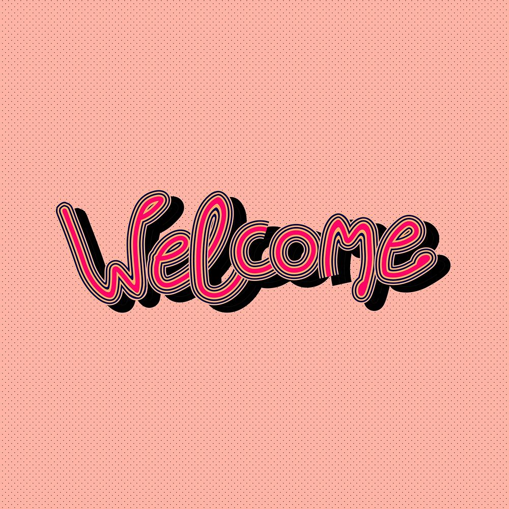 Colorful Welcome vector vintage font dotted background