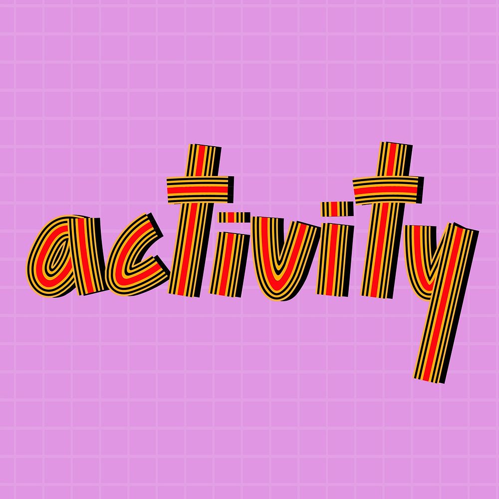 Activity text vector health word concentric font calligraphy hand drawn