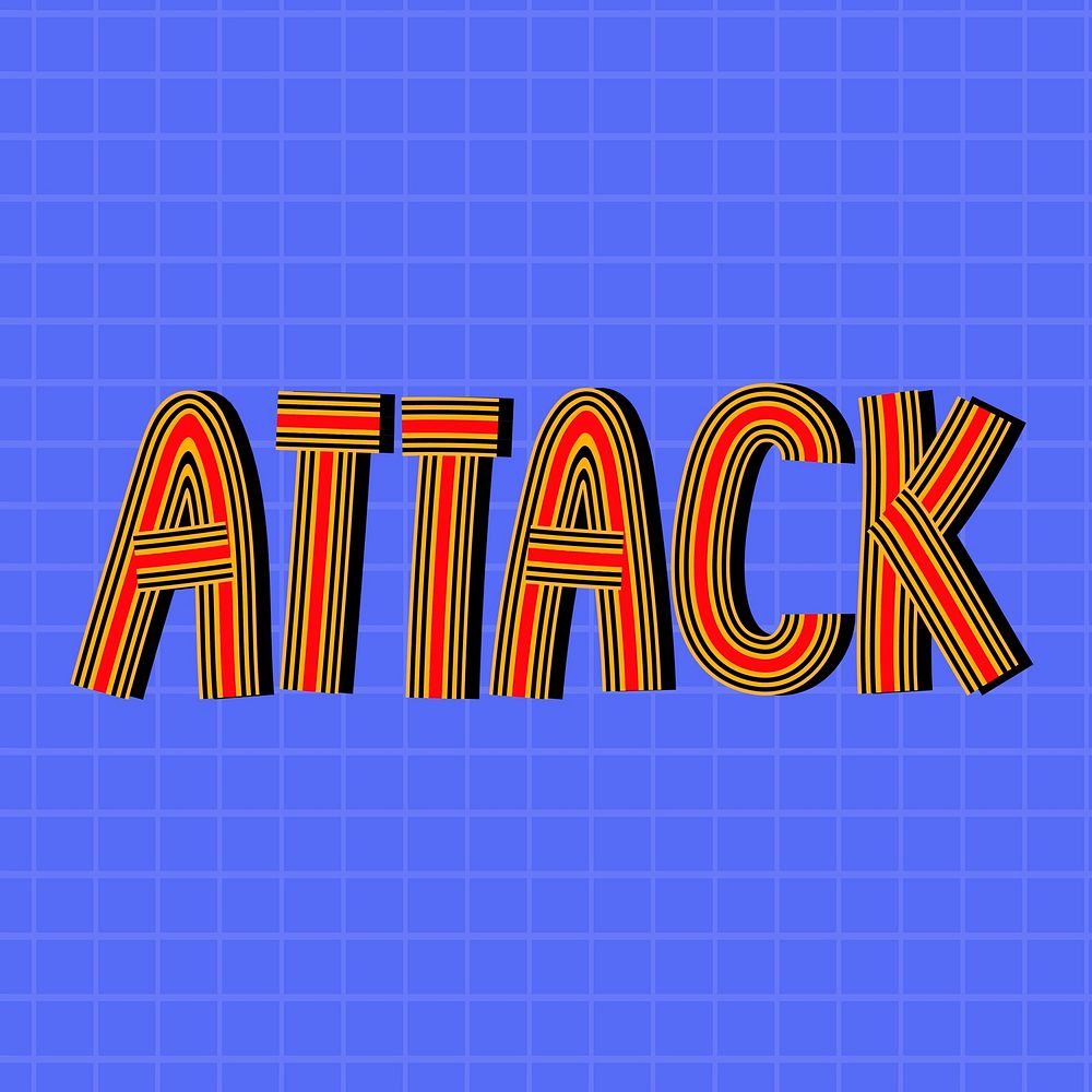 Retro attack vector doodle word typography