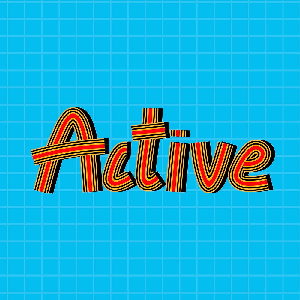 Active word psd lettering retro style line font calligraphy