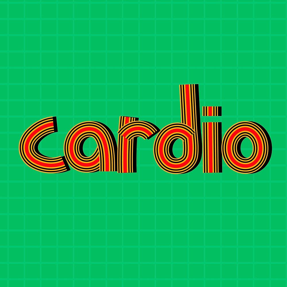Retro doodle vector cardio word concentric font typography