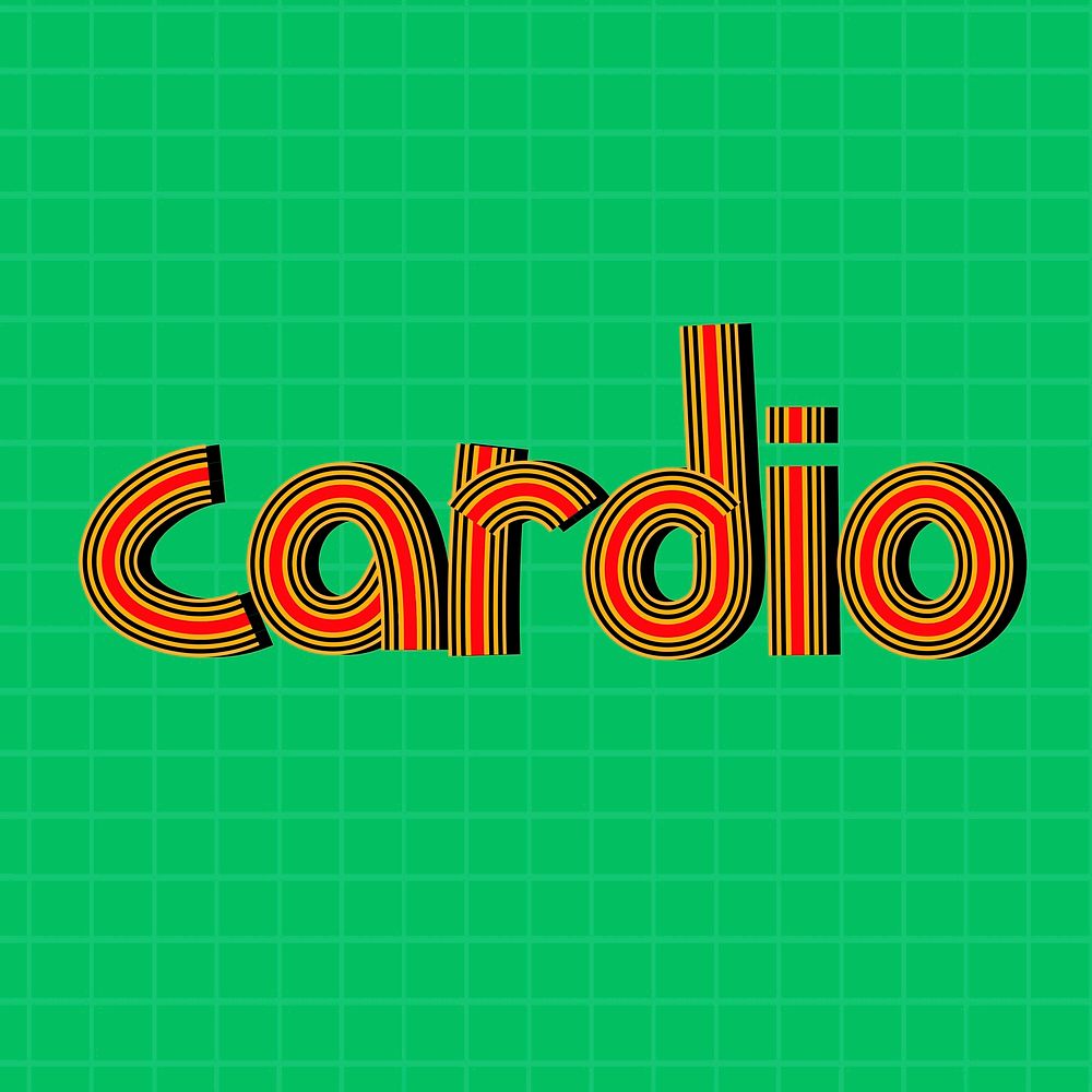 Retro cardio psd health word multi line font typography