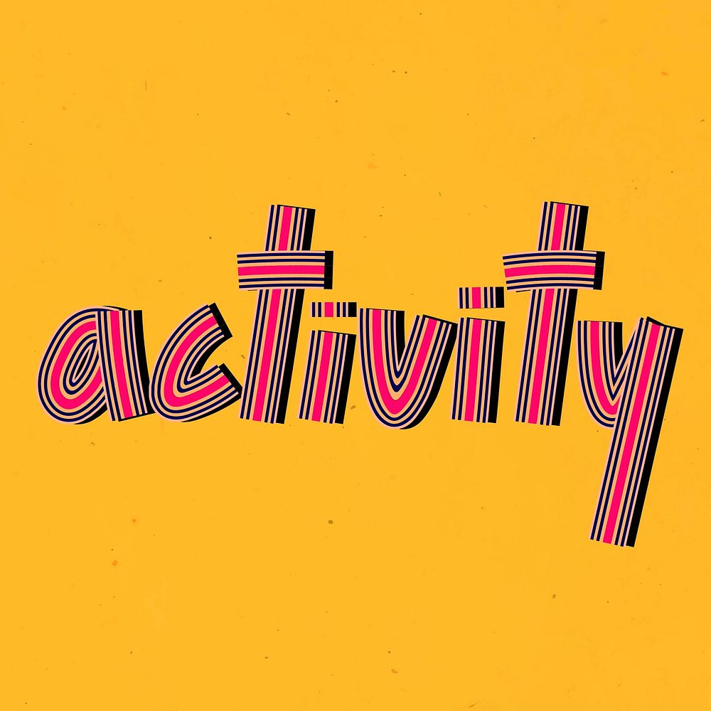 Activity word lettering retro style line font typography