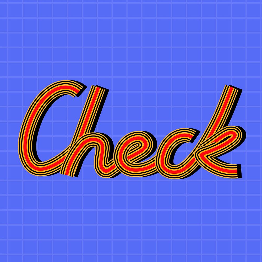 Health word check vector line font retro typography handwritten