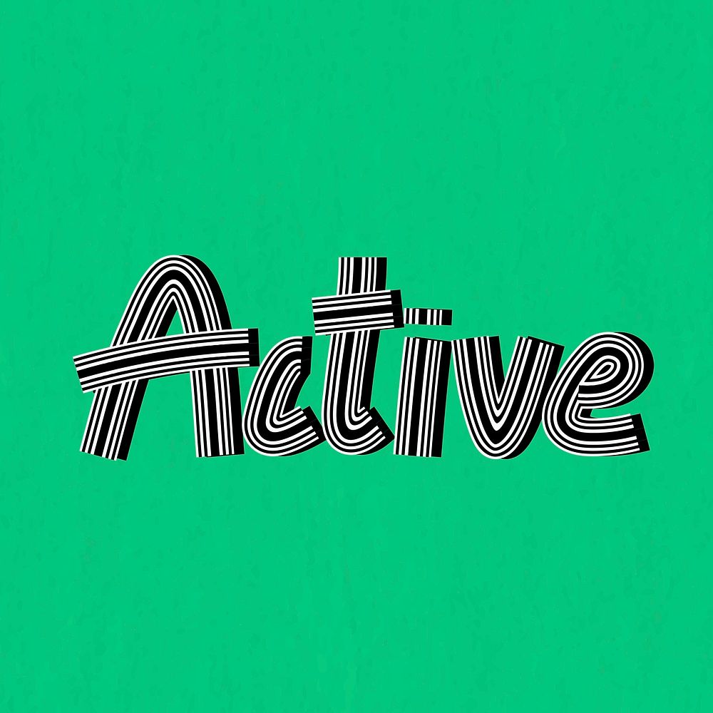 Active word psd retro lettering concentric effect doodle font typography