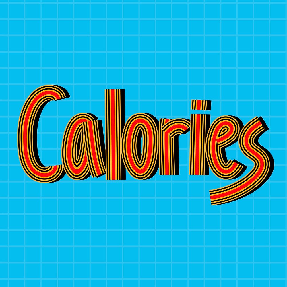 Health word calories vector line font retro typography handwritten