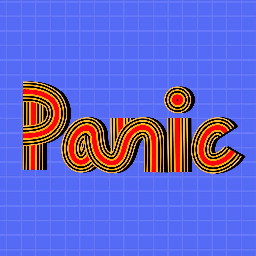 Panic text psd hand drawn concentric font typography