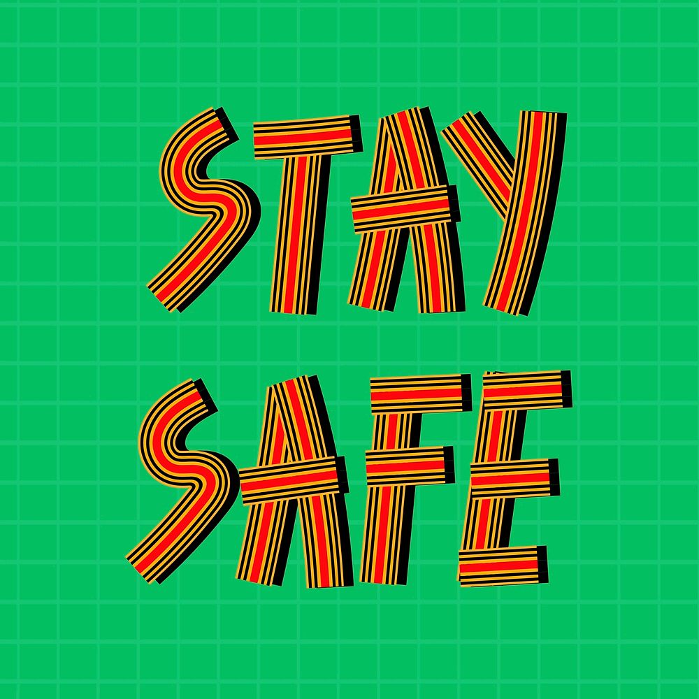 Health word stay safe psd concentric font calligraphy