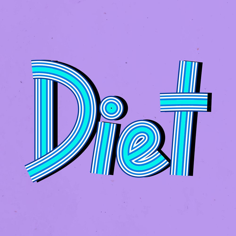 Retro diet vector doodle word typography
