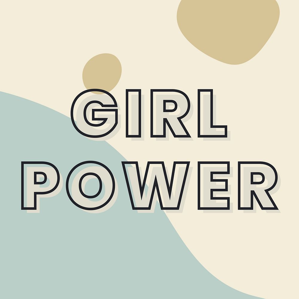 Girl power typography on a green and beige background vector
