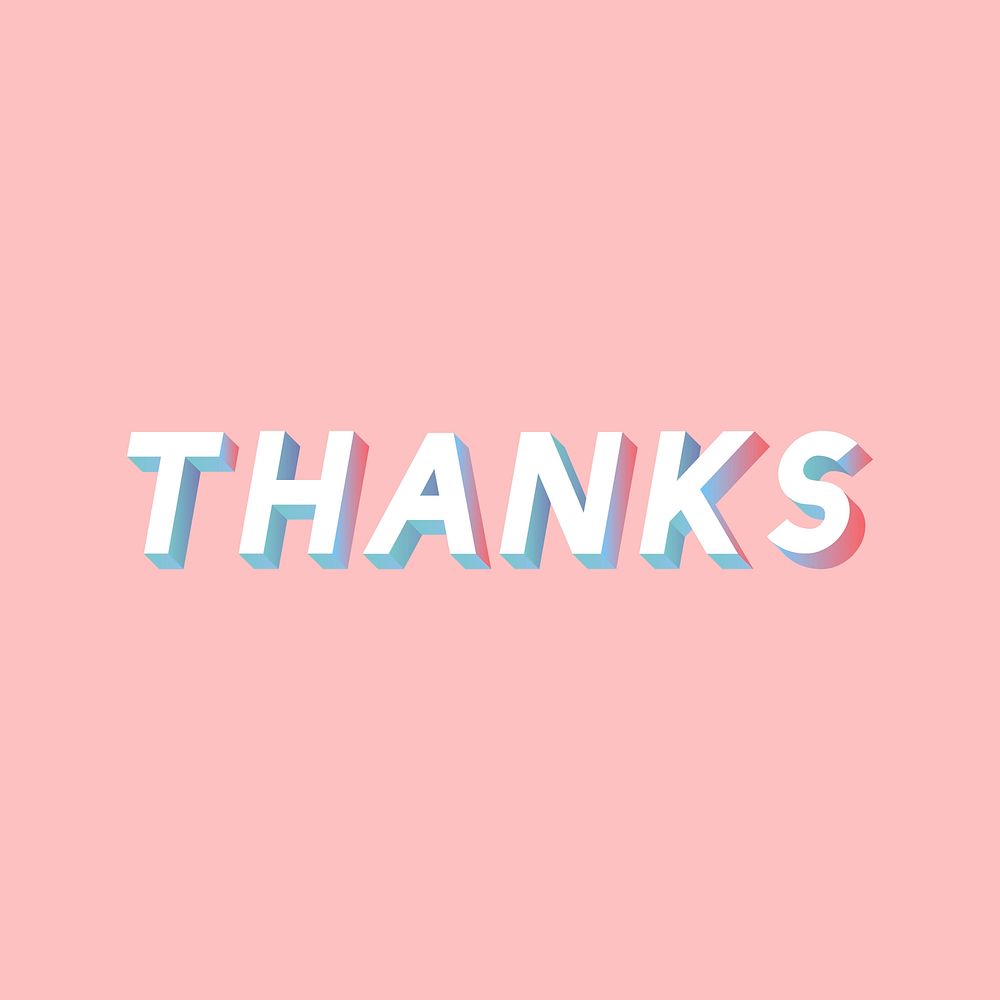 Thanks lettering vector typography gradient isometric font
