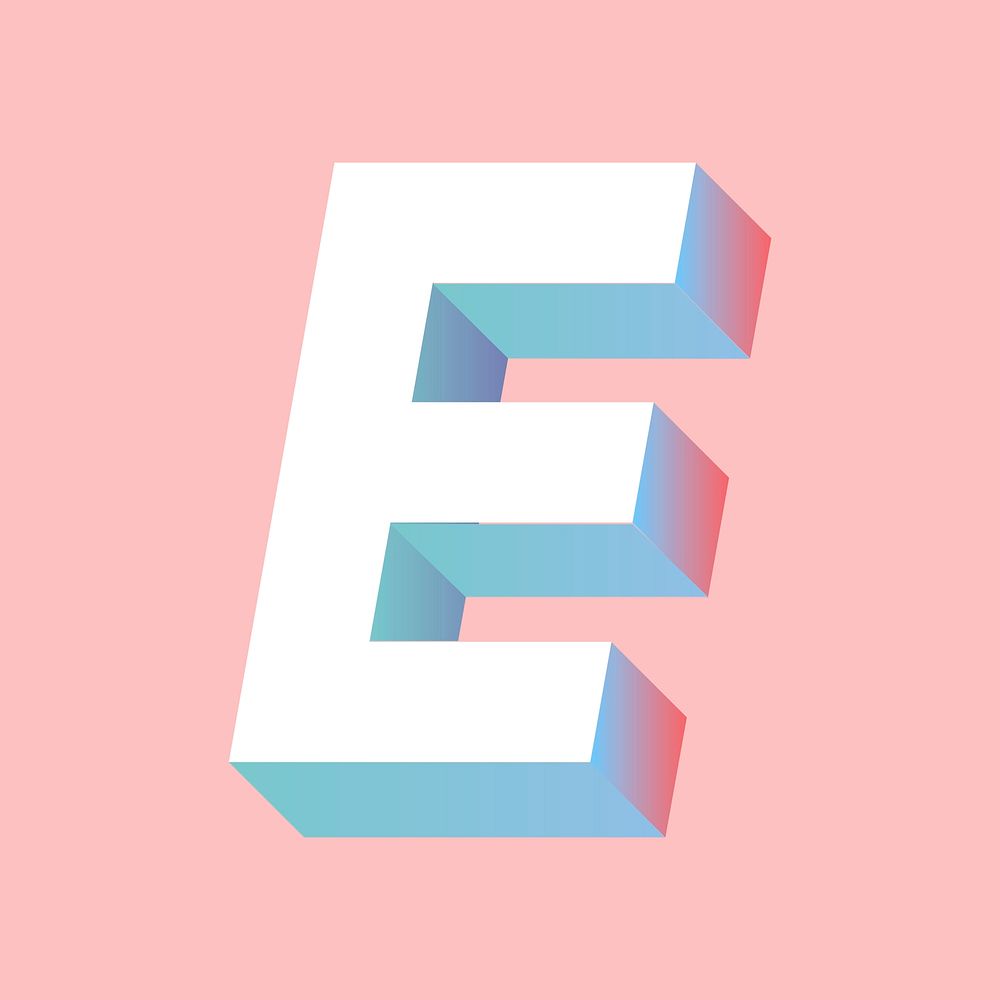 Isometric alphabet letter E typography vector