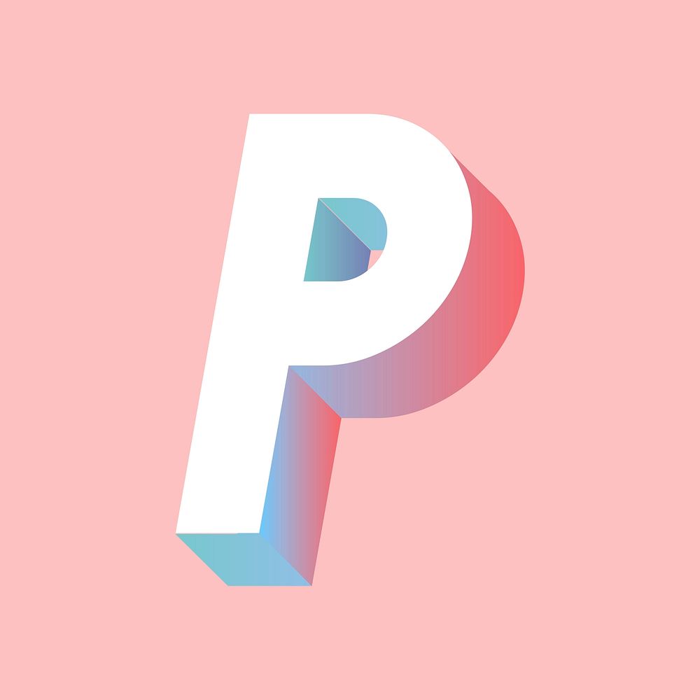Isometric alphabet letter P typography vector
