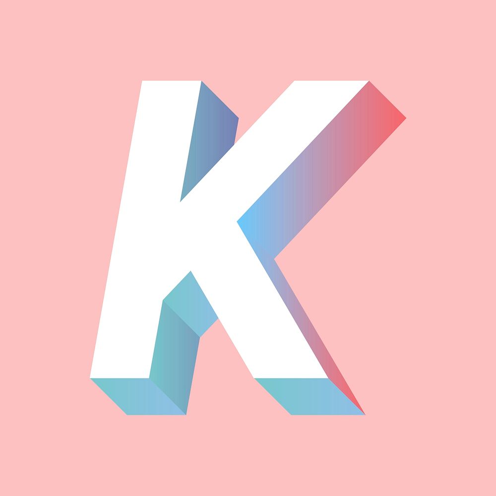 Isometric alphabet letter K typography vector