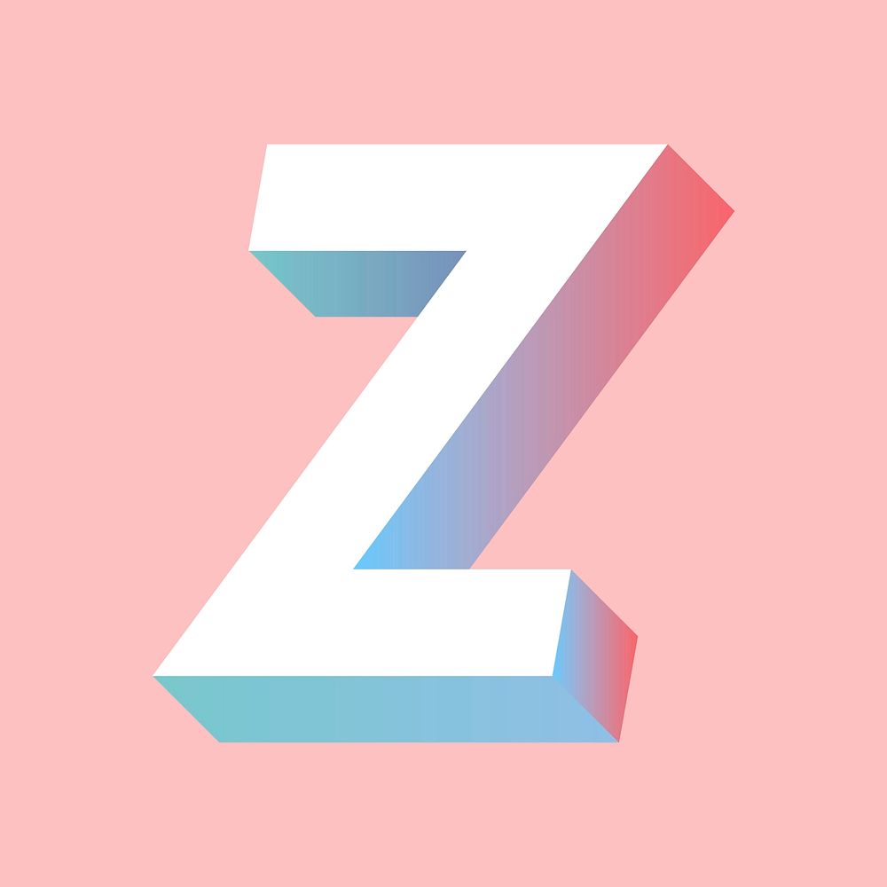 Isometric alphabet letter Z typography vector