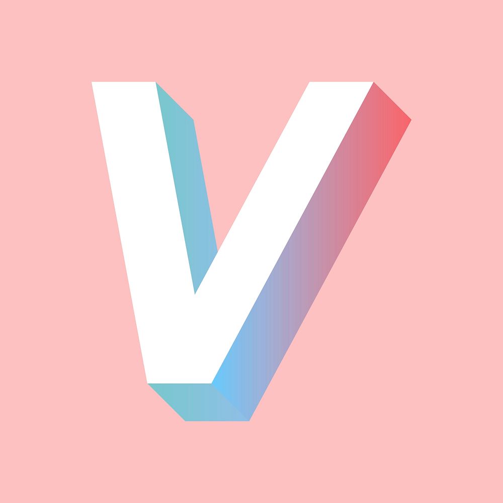 Isometric alphabet letter V typography vector
