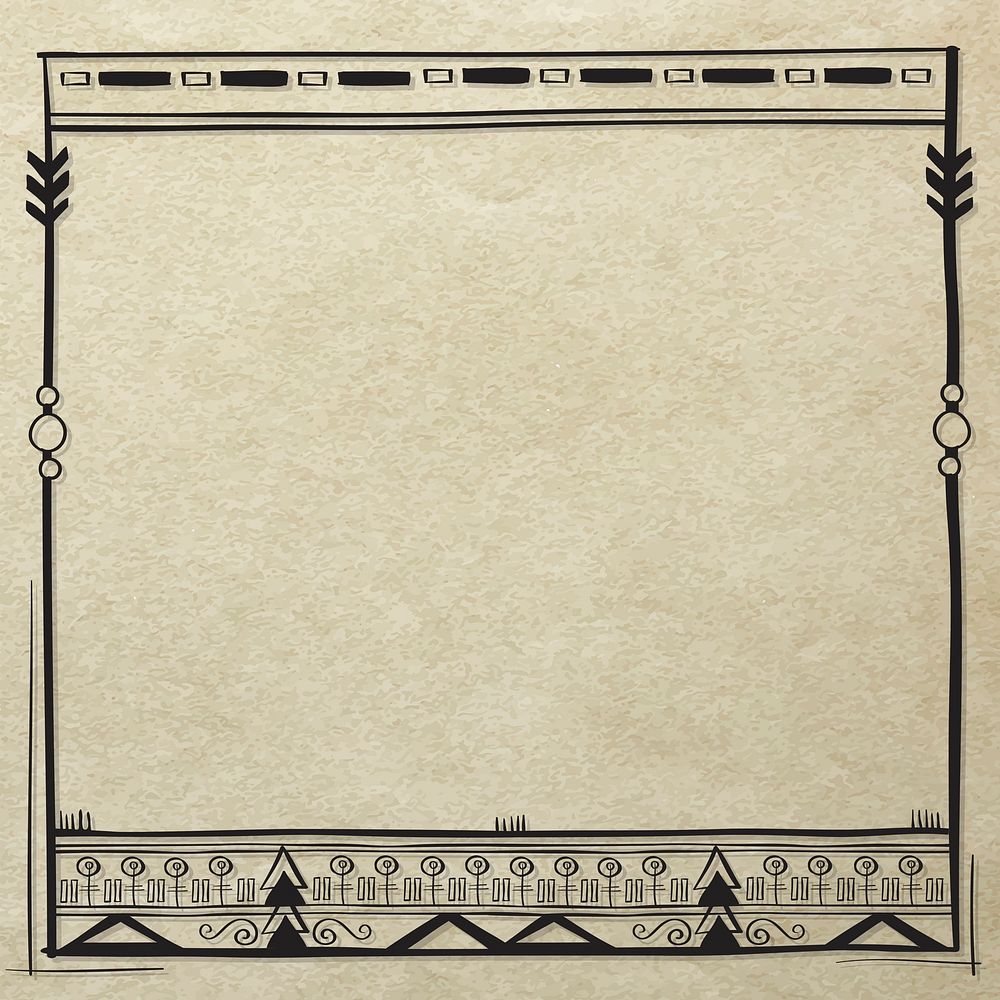 Tribal doodle style line border frame 