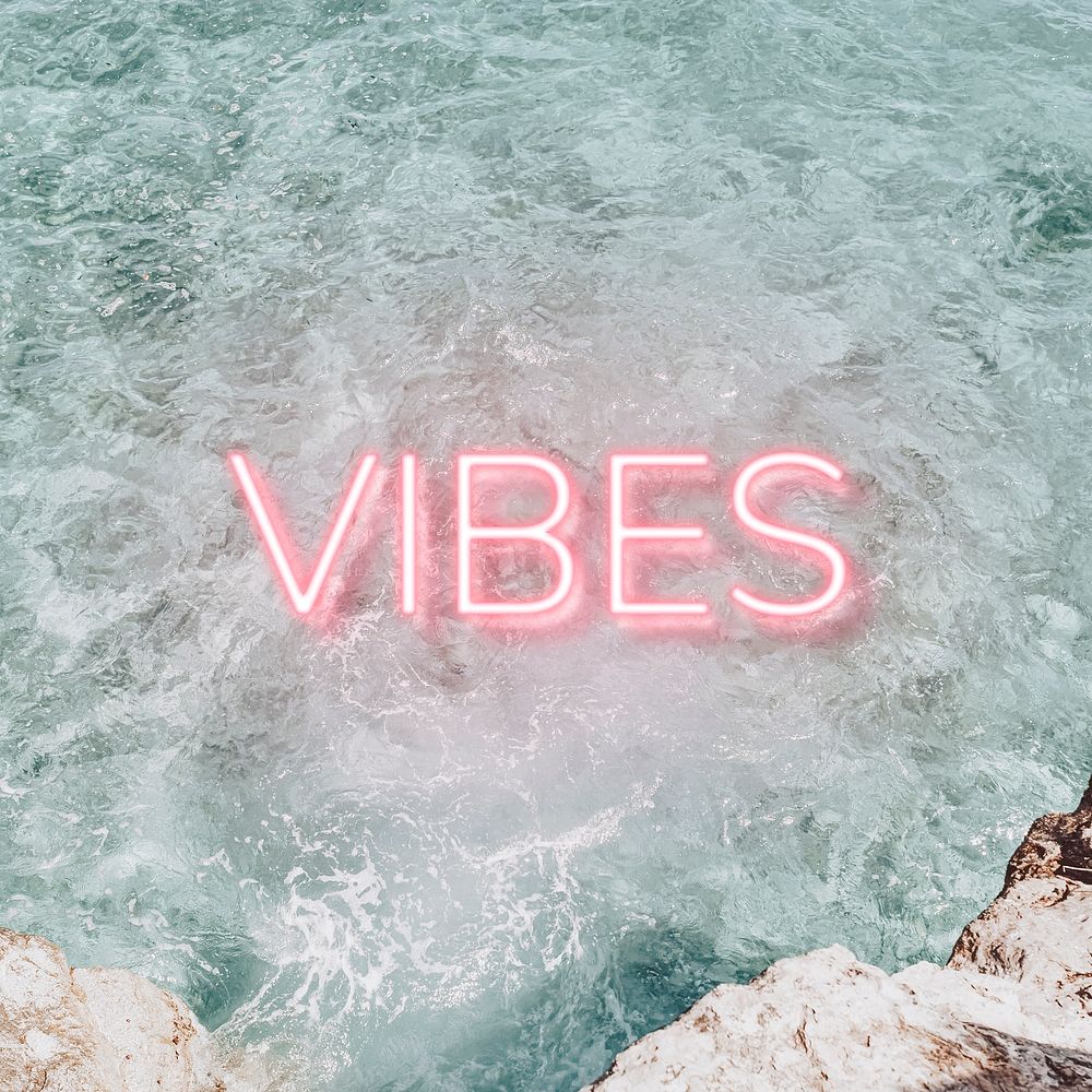 VIBES word pink neon typography